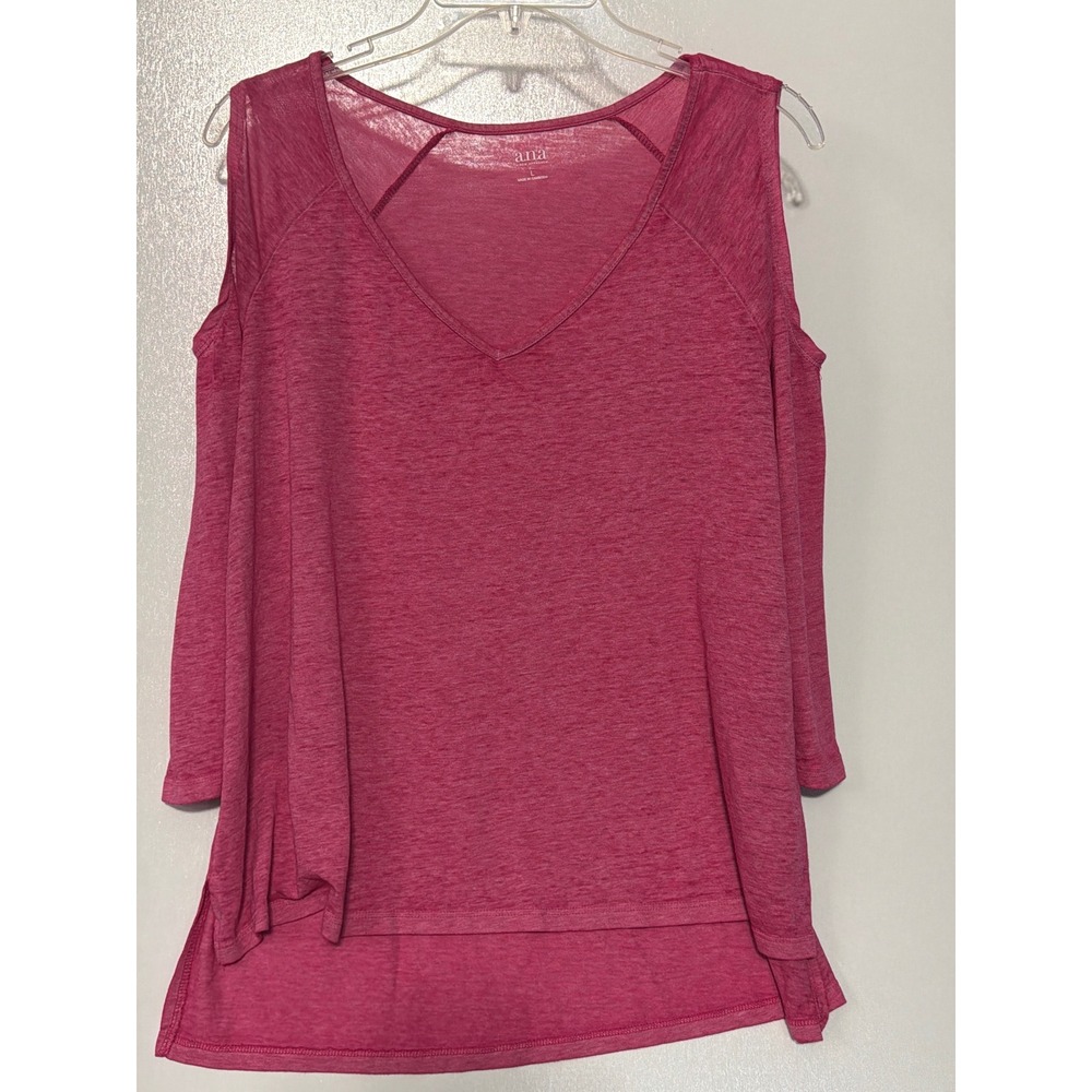 a.n.a A New Approach Cold Shoulder V-Neck Top Lush Berry Pink Large NWT